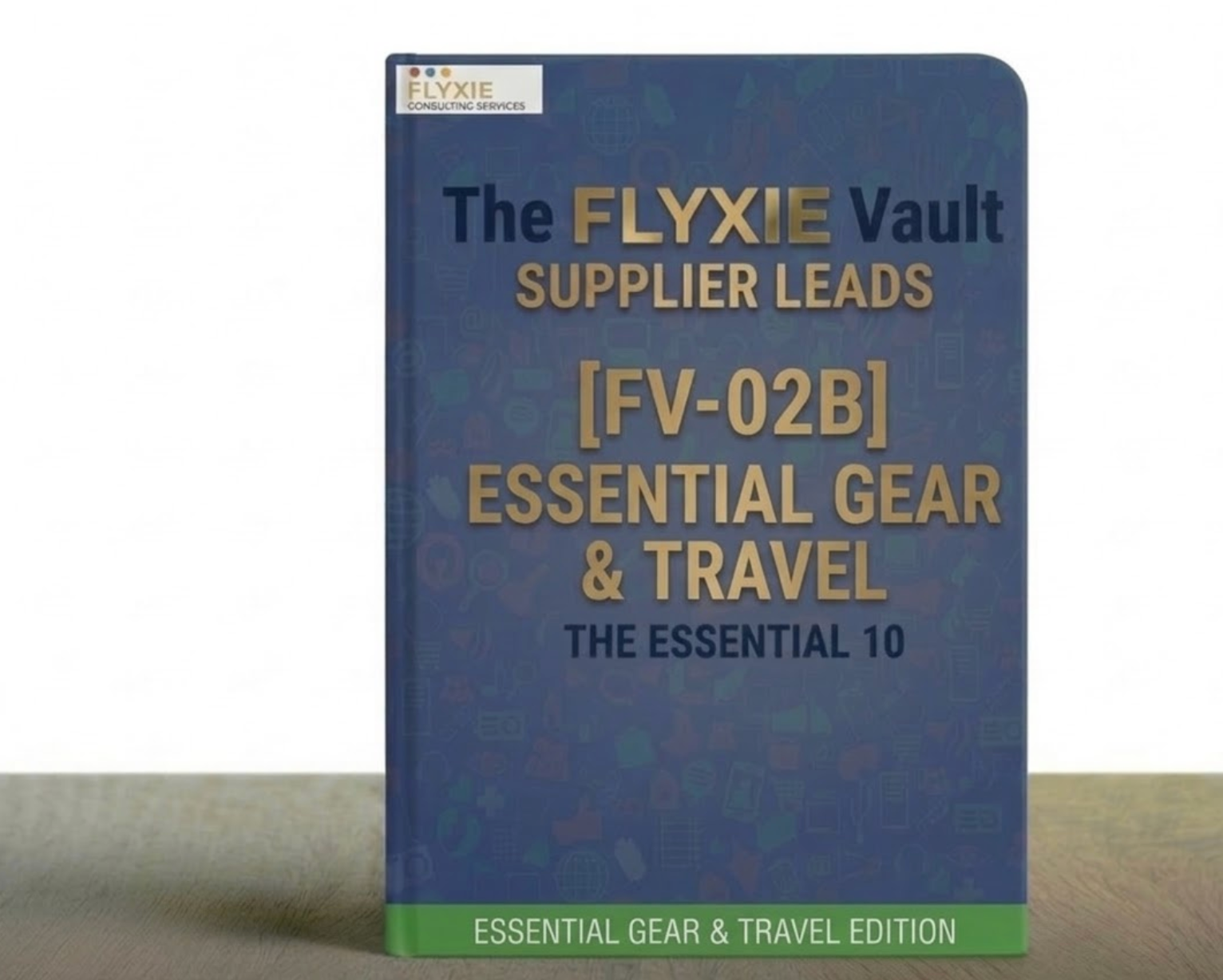 3D mockup of the Flyxie Vault [FV-02B] Pet Supplies: Essential Gear & Travel pack. This 2026 directory features 10 functional North American suppliers for car safety harnesses, durable crates, and active performance gear.