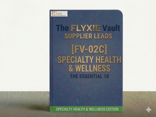 3D mockup of the Flyxie Vault [FV-02C] Pet Supplies: Specialty Health & Wellness pack. This 2026 directory features 10 functional North American suppliers for human-grade pet food, functional supplements, and clean grooming products.